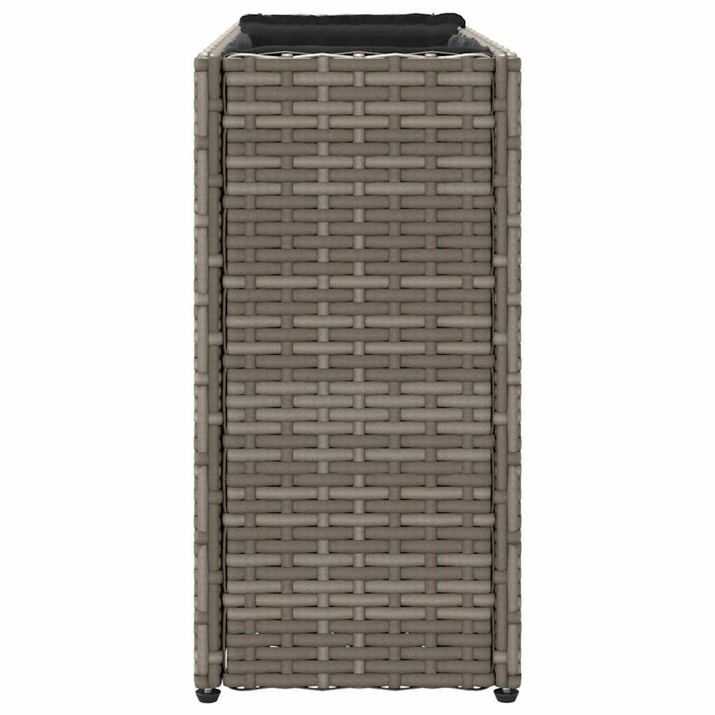 Fioriere da Giardino con 2 Vasi Grigie 90x20x40cm in Polyrattan