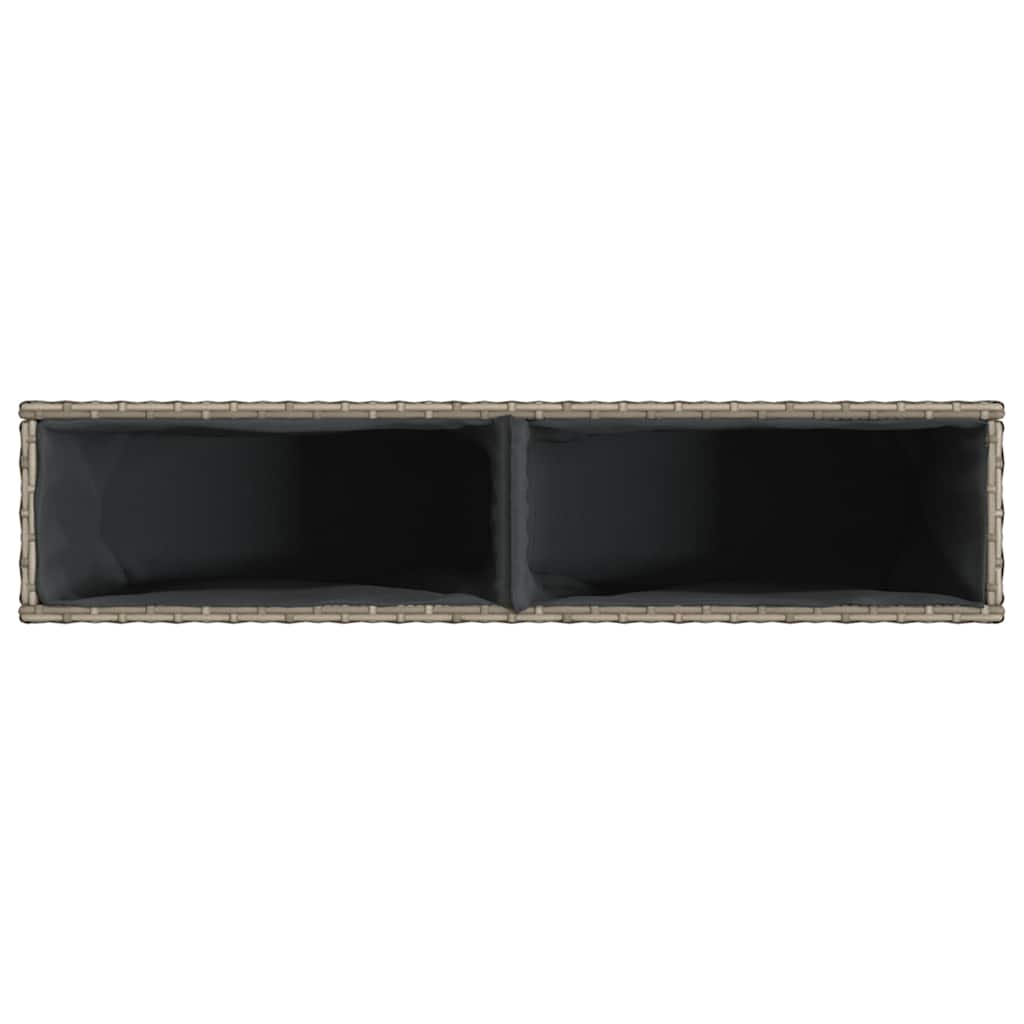 Fioriere da Giardino con 2 Vasi Grigie 90x20x40cm in Polyrattan