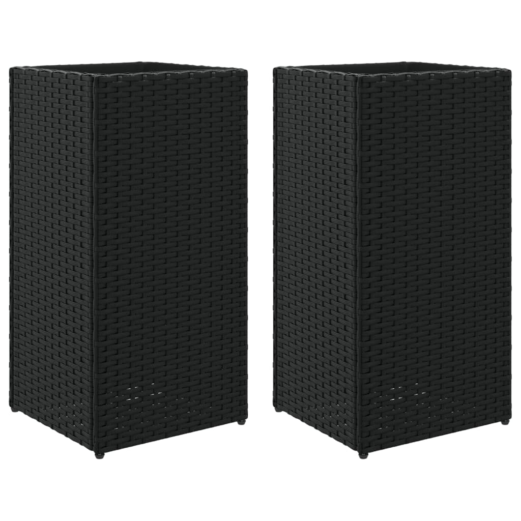 Fioriere da Giardino 2 pz Nere 30x30x60 cm in Polyrattan