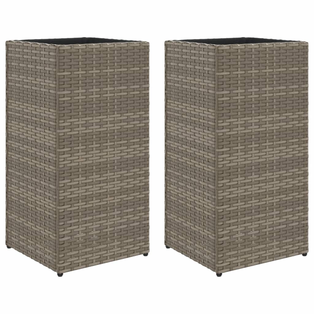 Fioriere da Giardino 2 pz Grigie 30x30x60 cm in Polyrattan