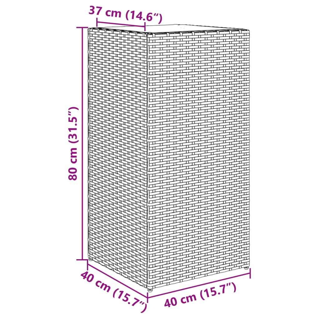 Fioriere da Giardino 2 pz Nere 40x40x80 cm in Polyrattan