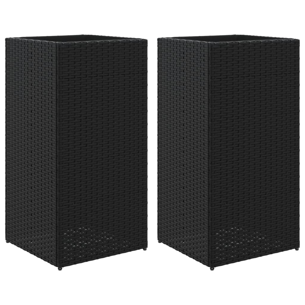 Fioriere da Giardino 2 pz Nere 40x40x80 cm in Polyrattan