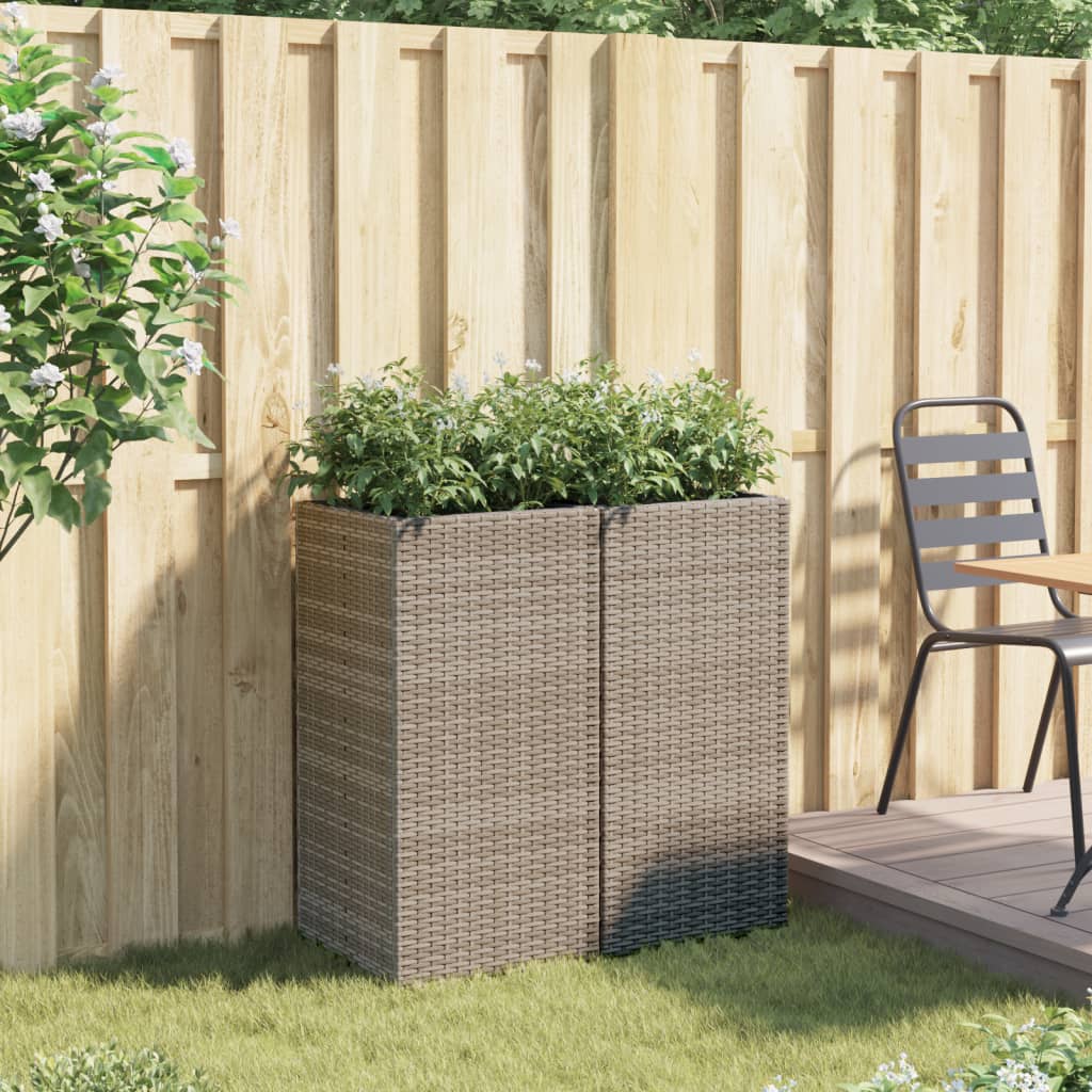 Fioriere da Giardino 2 pz Grigie 40x40x80 cm in Polyrattan