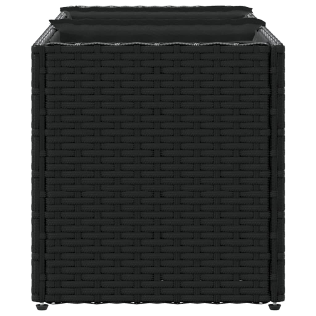Fioriere da Giardino con 3 Vasi Nere 105x30x32 cm in Polyrattan