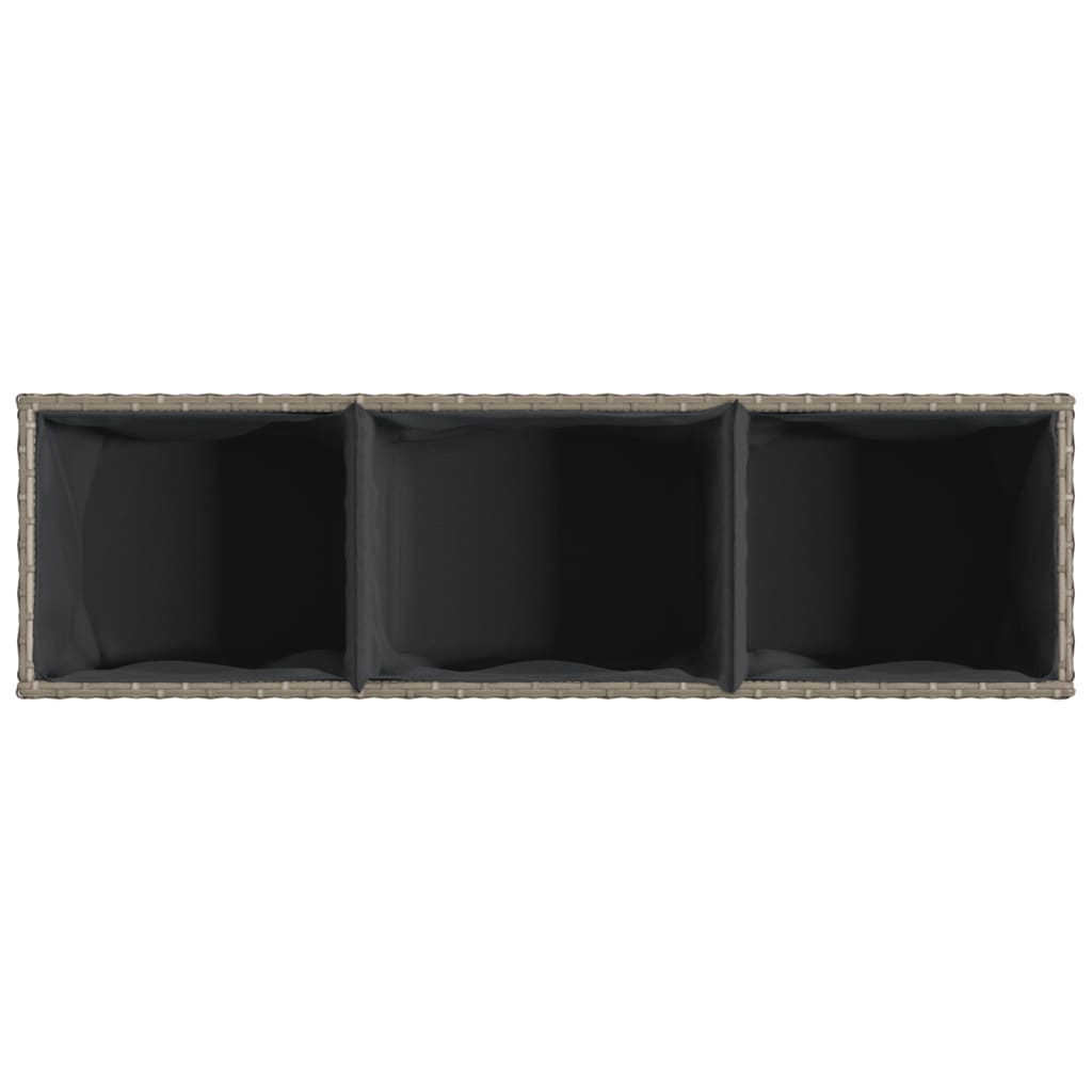 Fioriere da Giardino con 3 Vasi Grigie 105x30x32 cm Polyrattan