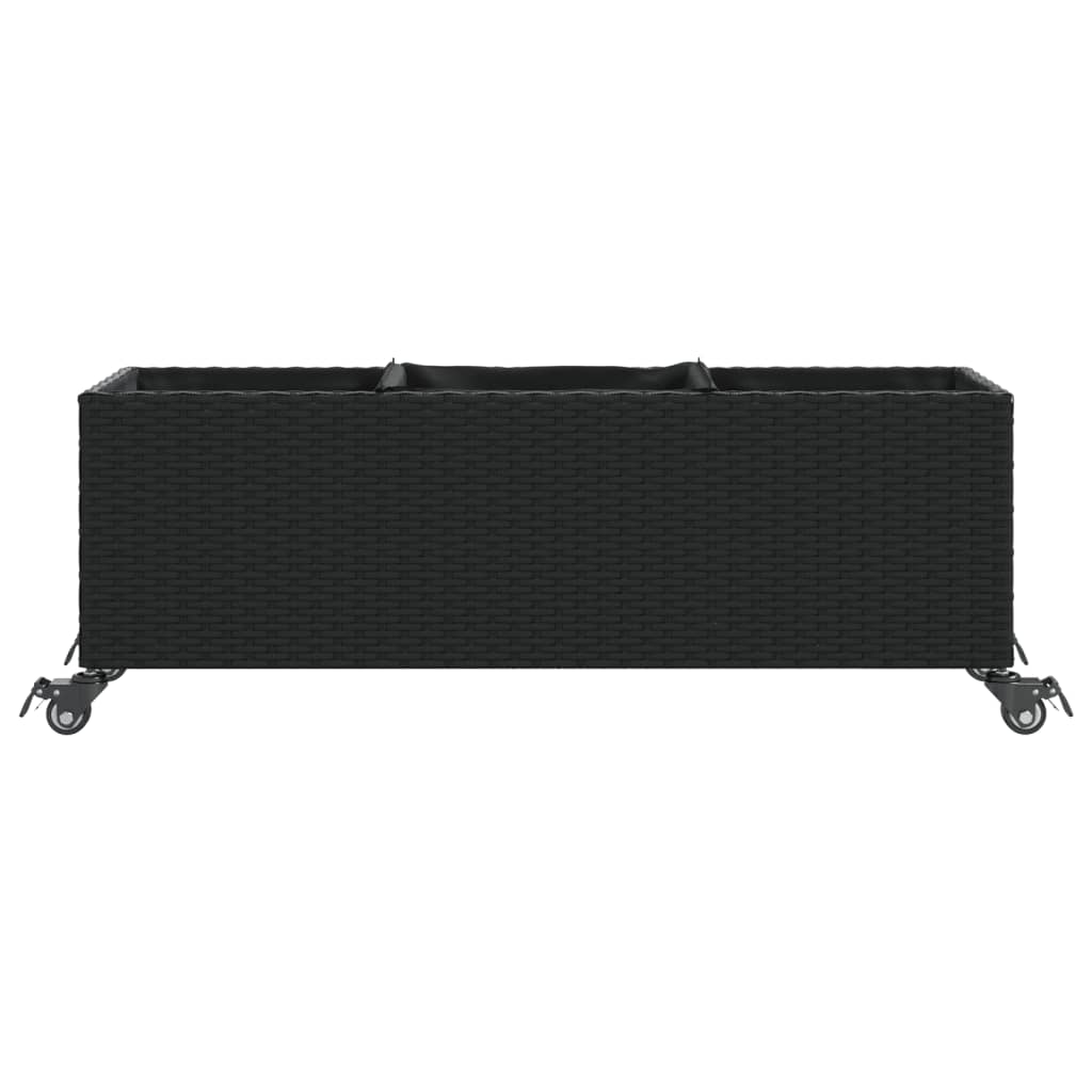 Fioriere da Giardino con Ruote 2pz Nere 107x32x38 cm Polyrattan