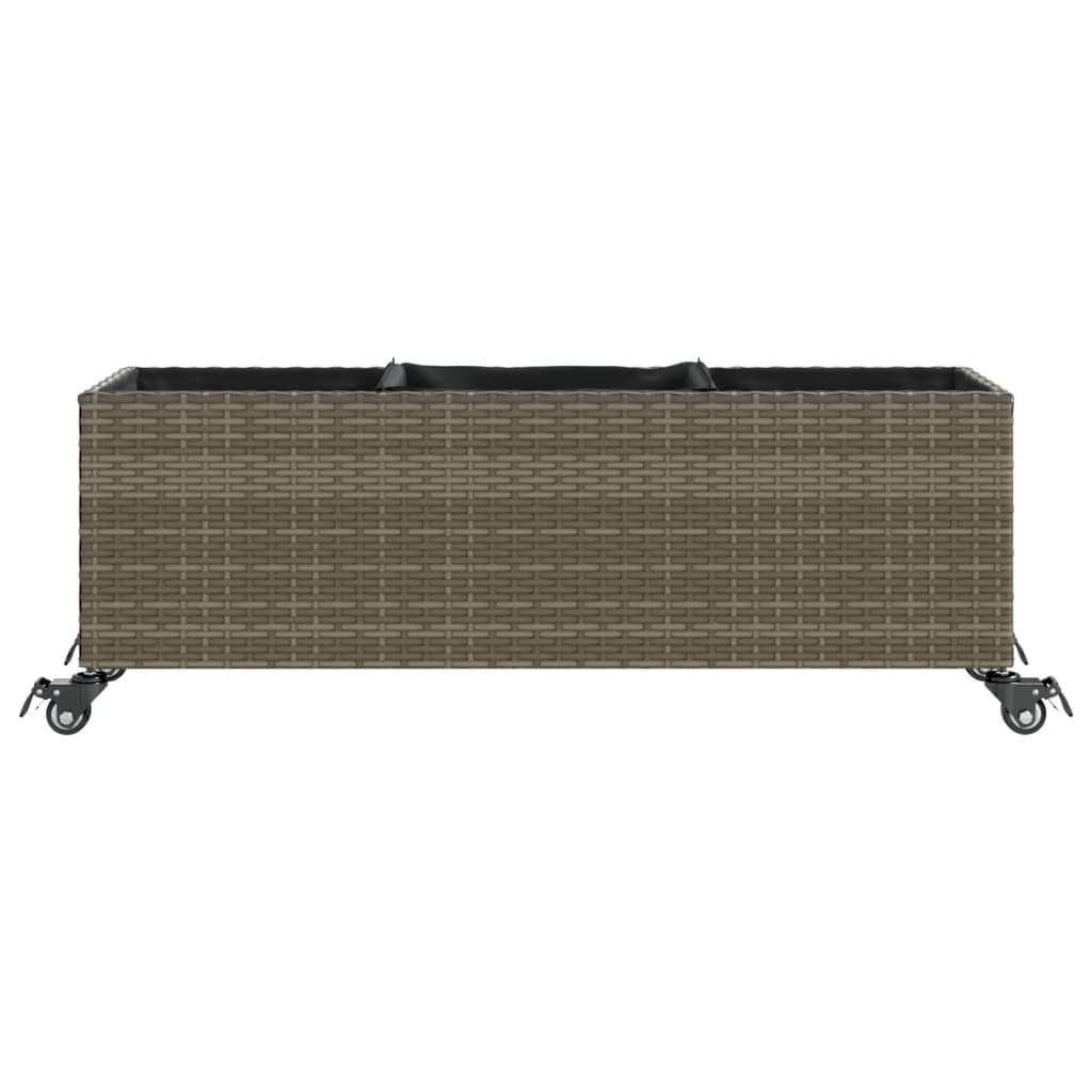 Fioriere da Giardino Ruote 2pz Grigie 107x32x38 cm Polyrattan