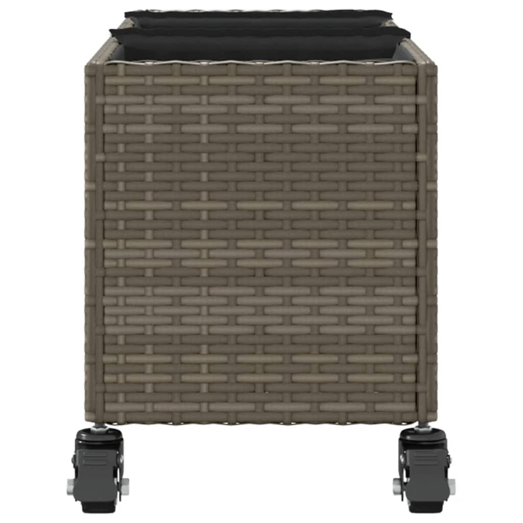 Fioriere da Giardino Ruote 2pz Grigie 107x32x38 cm Polyrattan