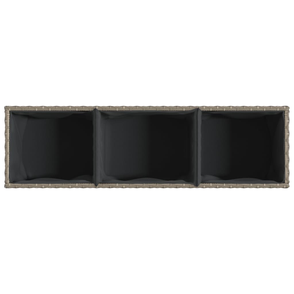 Fioriere da Giardino Ruote 2pz Grigie 107x32x38 cm Polyrattan