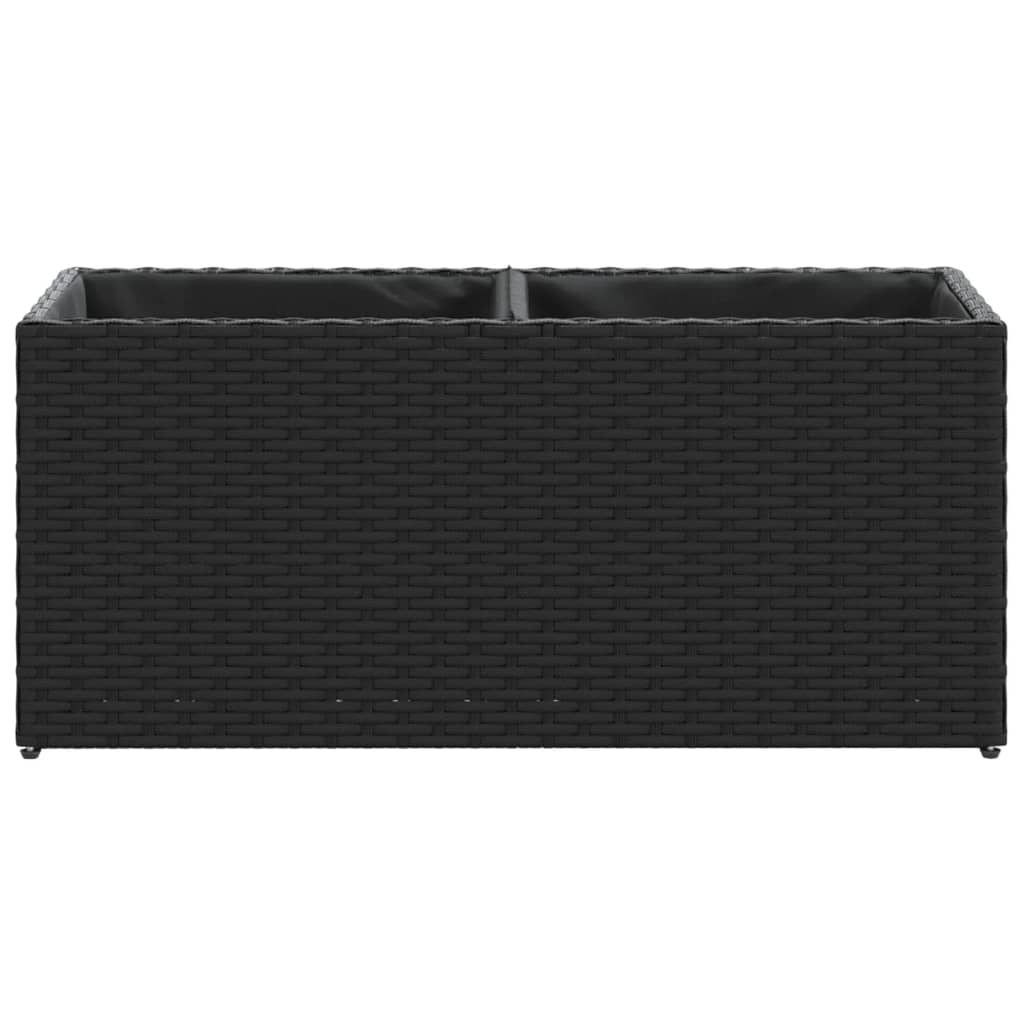 Fioriere da Giardino con 2 Vasi Nere 72x30x32 cm in Polyrattan
