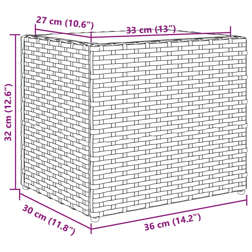 Fioriere da Giardino 2 pz Marrone 36x30x32 cm in Polyrattan