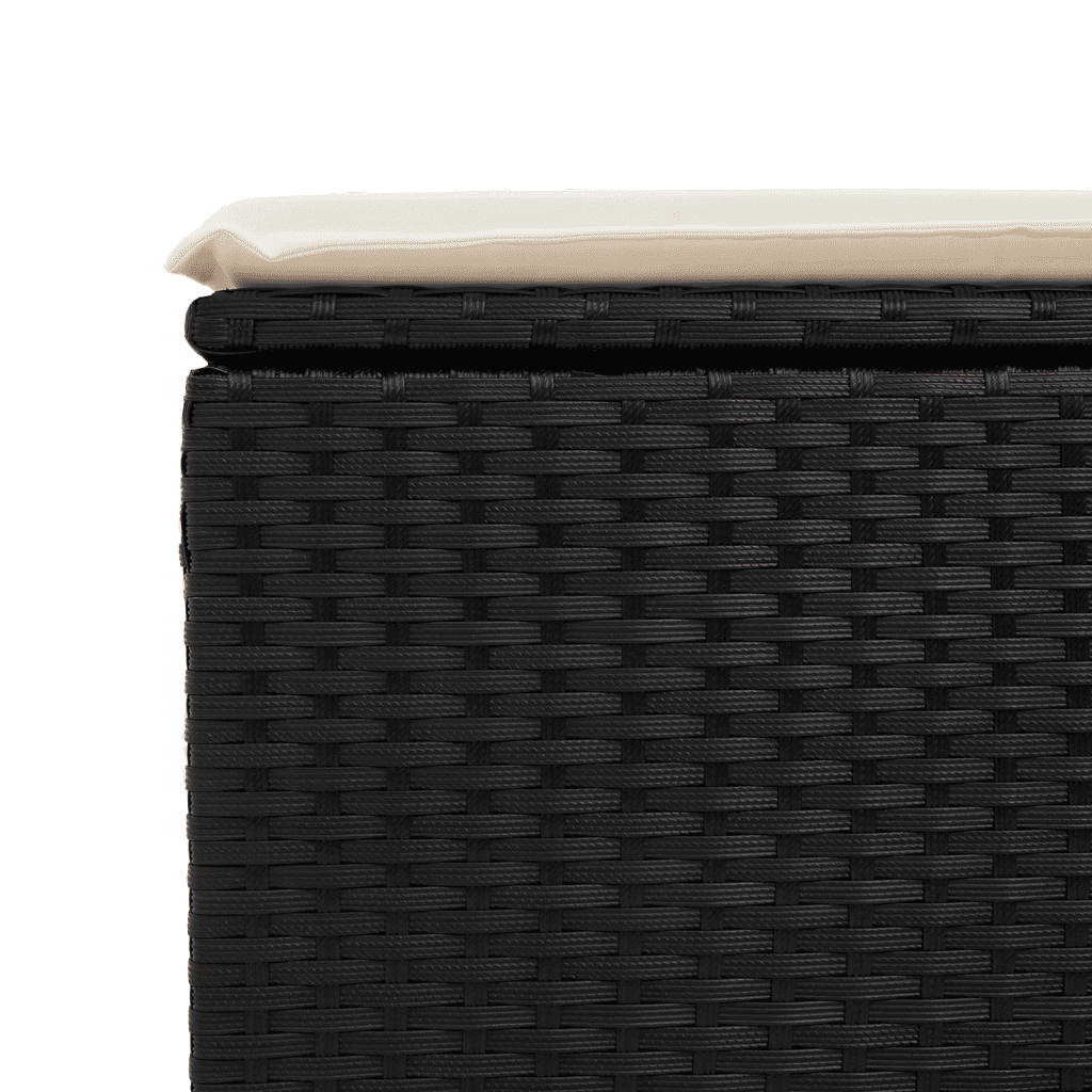 Set da Pranzo da Giardino 5 pz Nero con Cuscini in Polyrattan