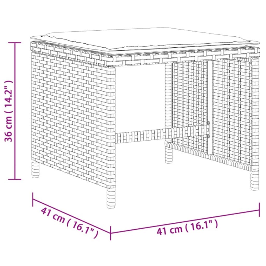Set da Pranzo da Giardino 9 pz con Cuscini in Polyrattan Grigio