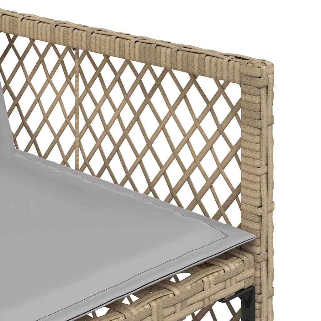 Set da Pranzo da Giardino 11 pz con Cuscini Beige in Polyrattan