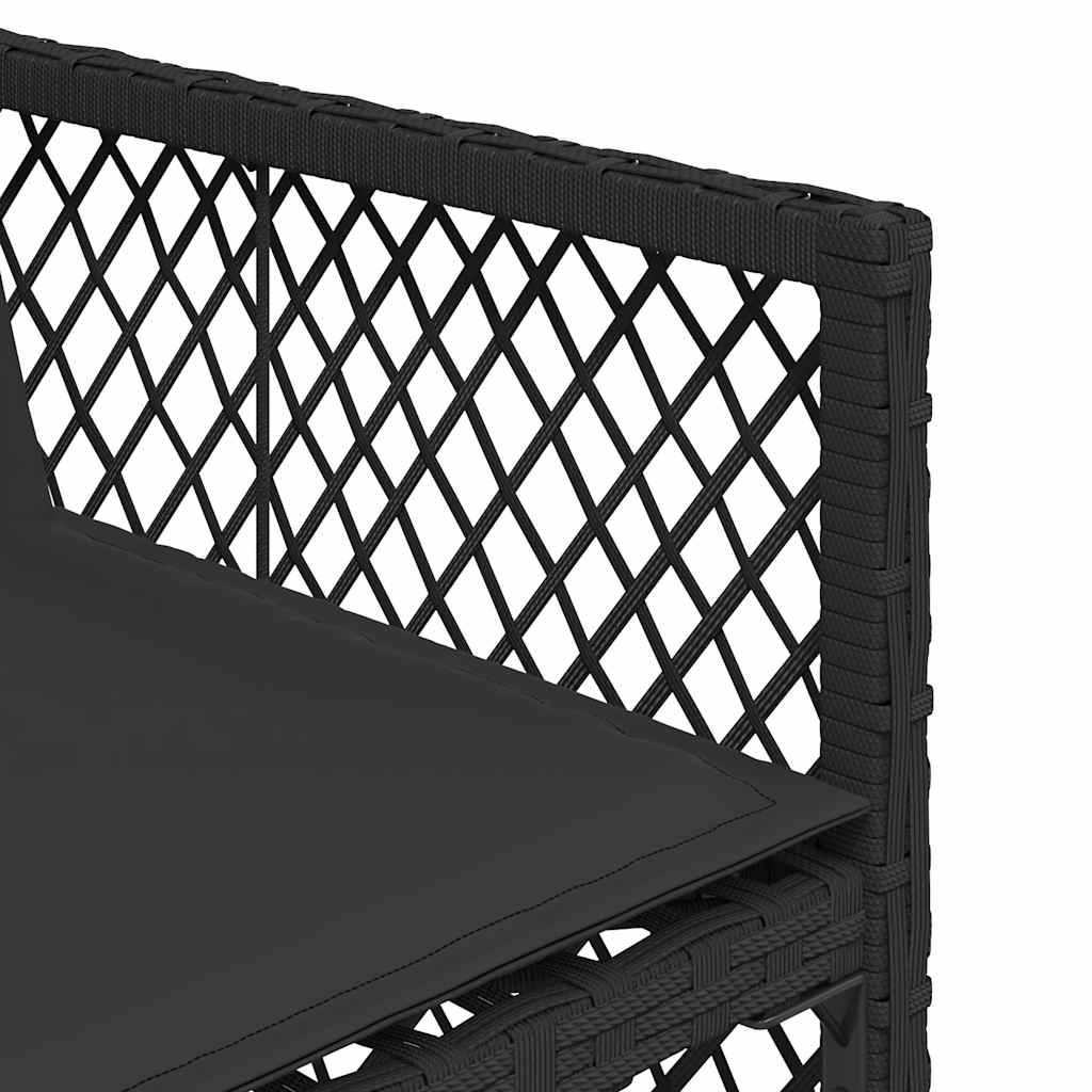 Set da Pranzo da Giardino 9 pz con Cuscini Nero in Polyrattan