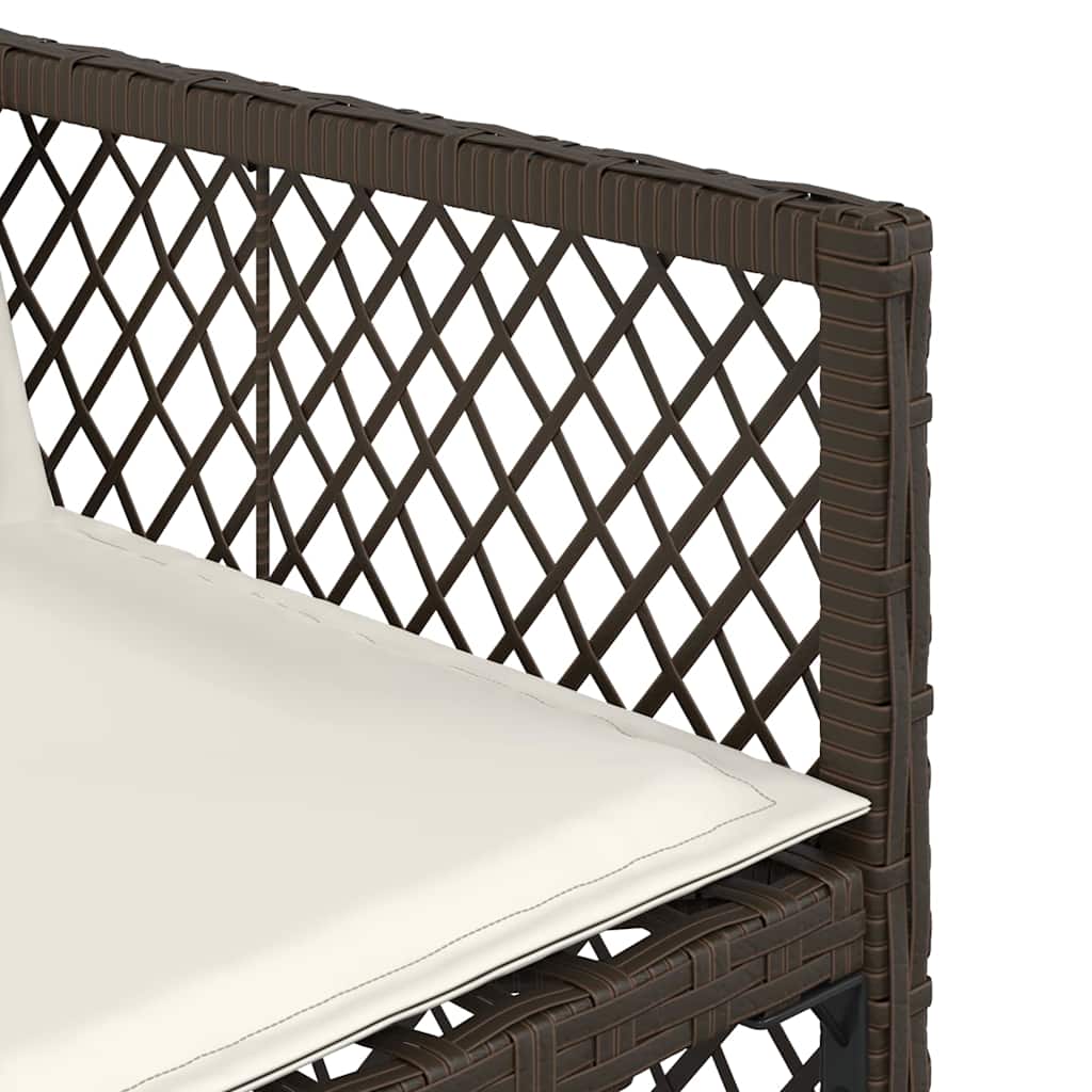 Set da Pranzo da Giardino 9pz con Cuscini Marrone in Polyrattan