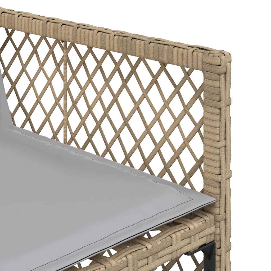 Set Pranzo da Giardino 9 pz con Cuscini Beige Misto Polyrattan
