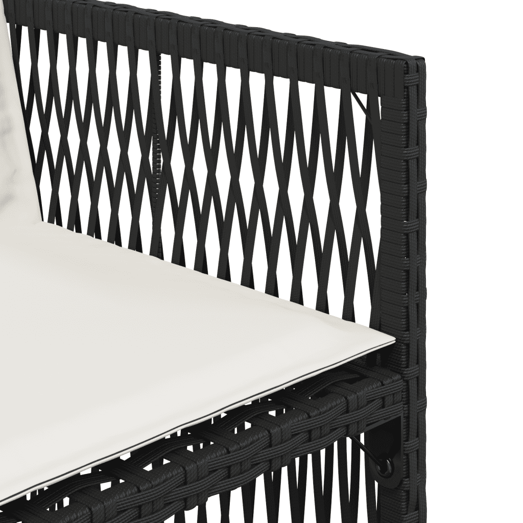Set da Pranzo da Giardino 7 pz Nero con Cuscini in Polyrattan