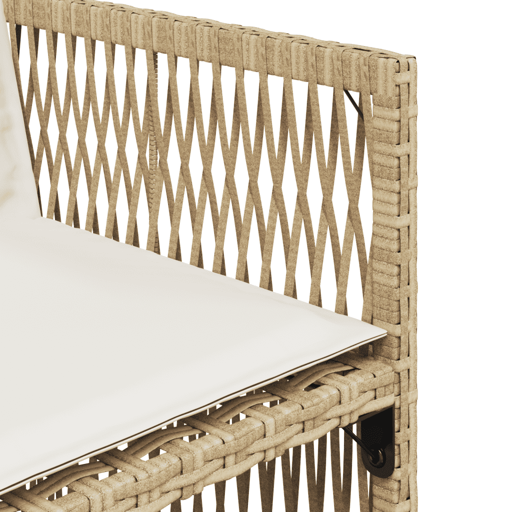 Set da Pranzo da Giardino 9 pz con Cuscini Beige in Polyrattan