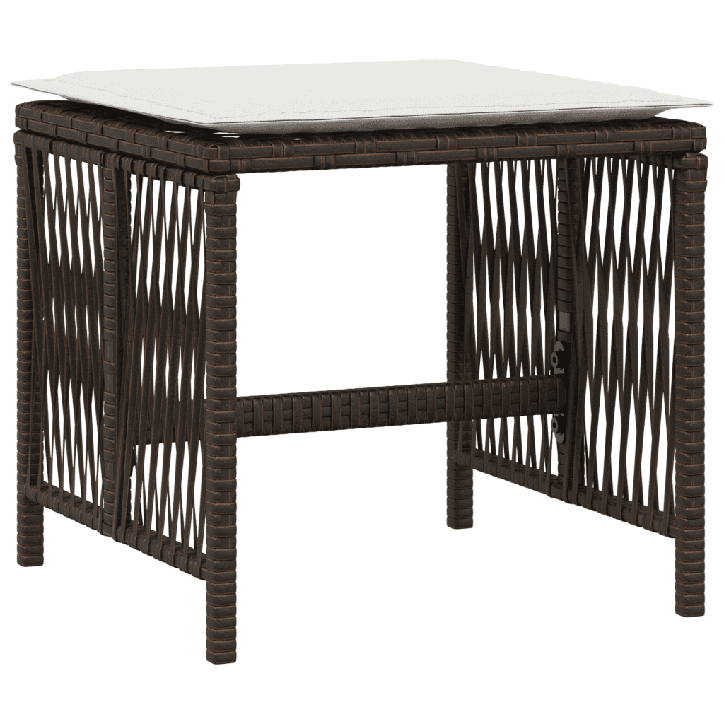 Set da Pranzo da Giardino 11 pz con Cuscini Polyrattan Marrone