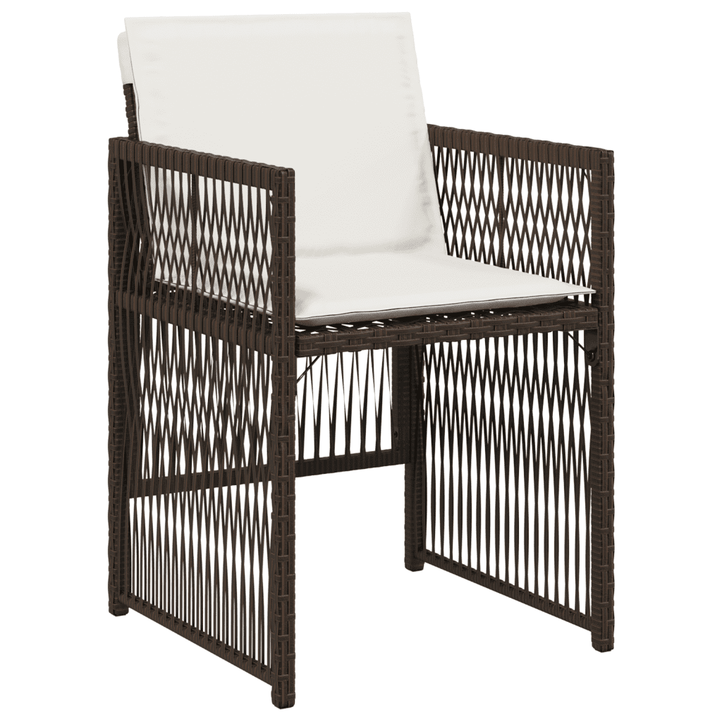 Set da Pranzo da Giardino 9pz con Cuscini Marrone in Polyrattan