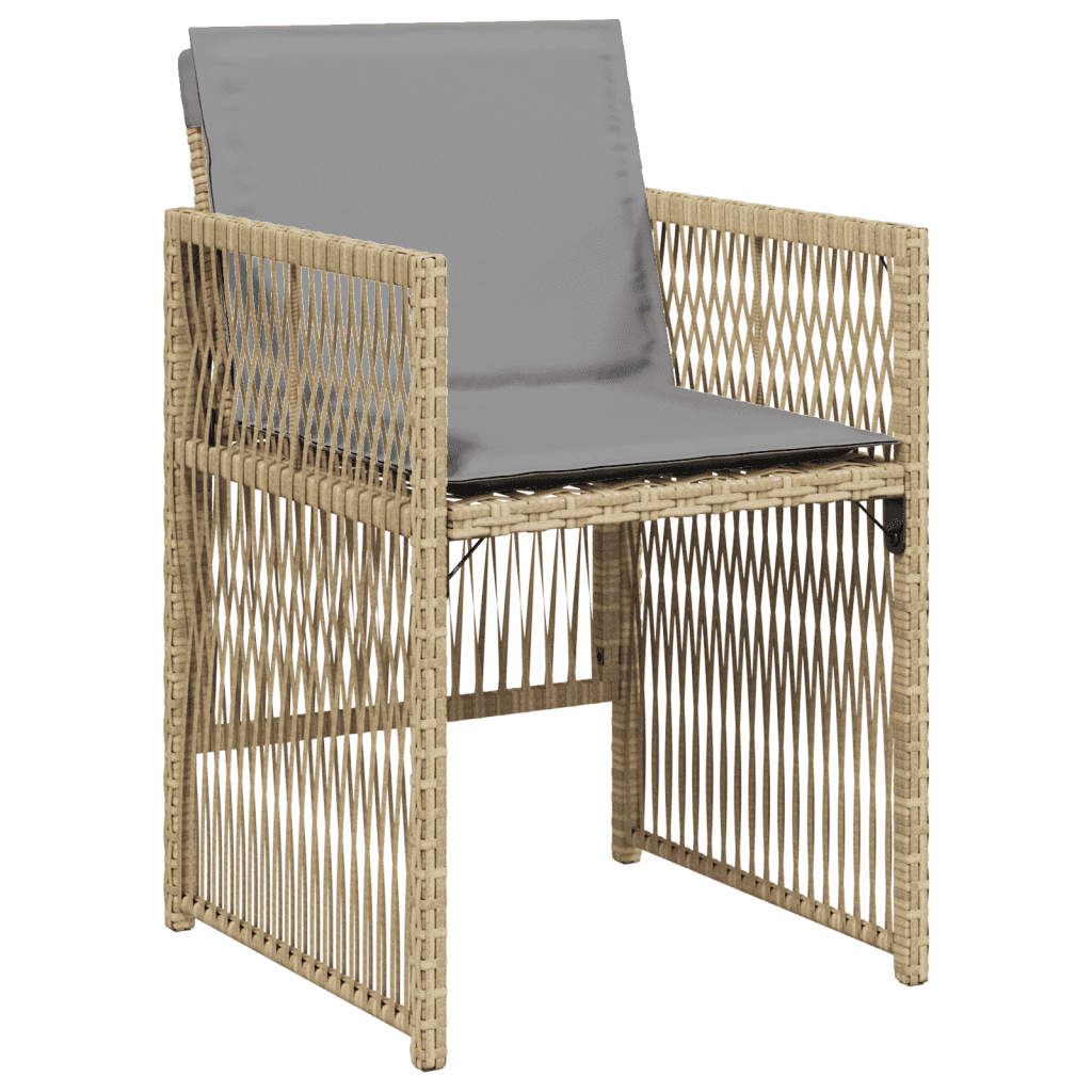 Set Pranzo da Giardino 9 pz con Cuscini Beige Misto Polyrattan