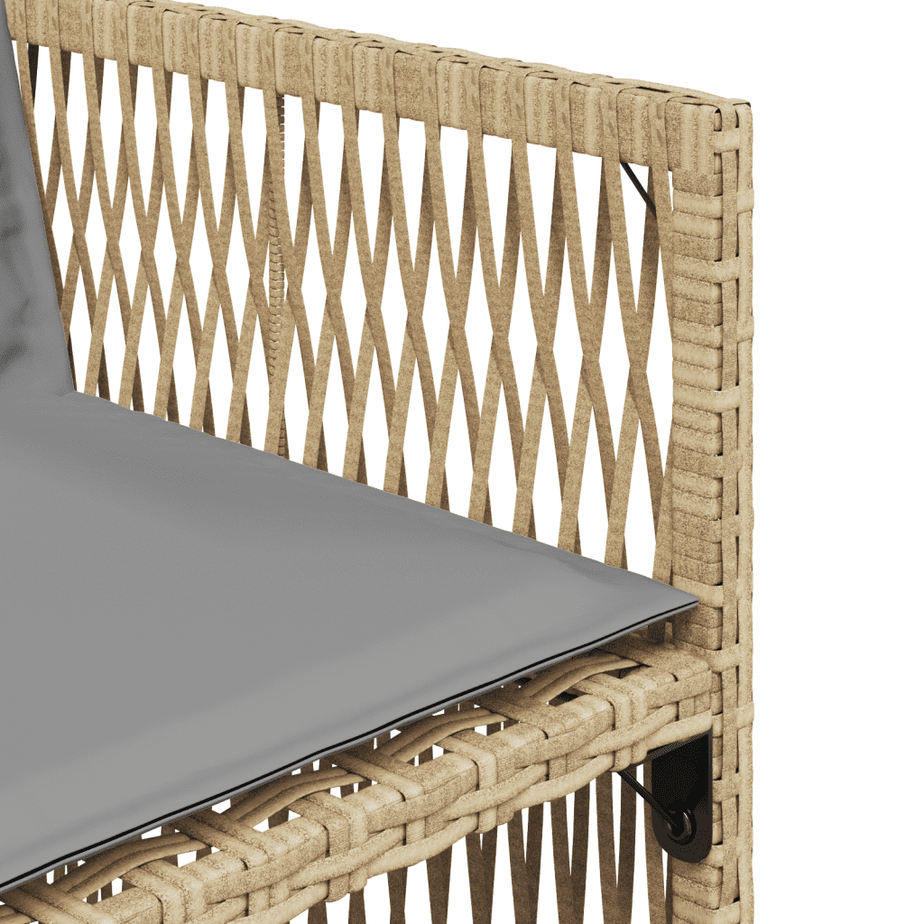 Set Pranzo da Giardino 9 pz con Cuscini Beige Misto Polyrattan