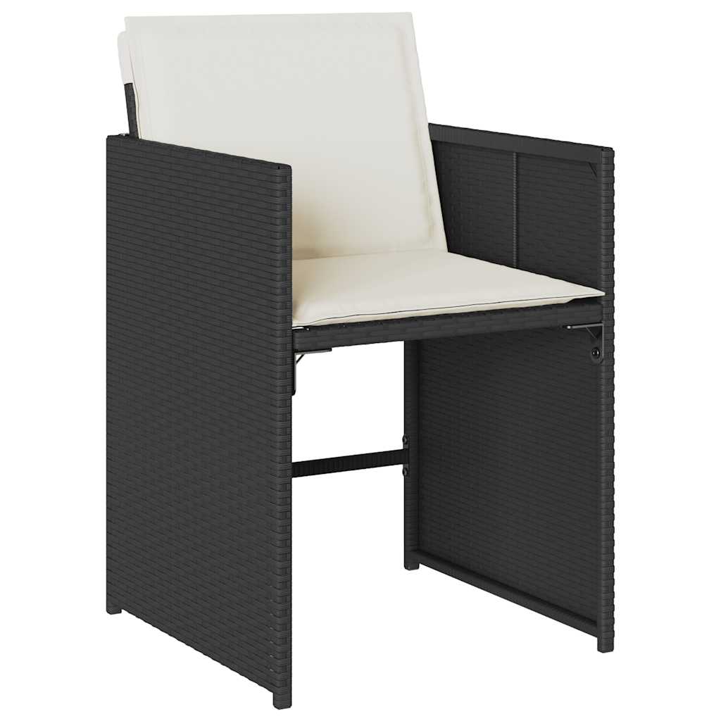 Set da Pranzo da Giardino 6 Sedie Nero Rattan PE