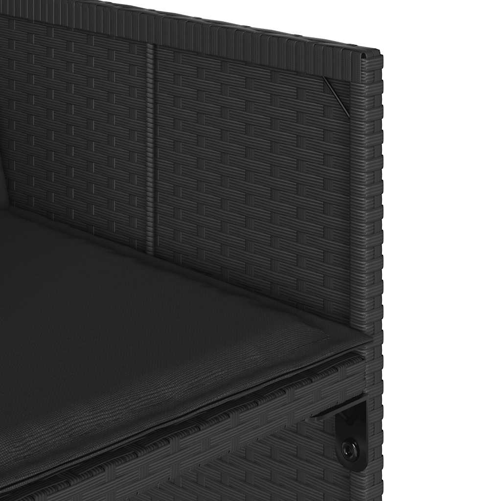 Set da Pranzo da Giardino Nero 7 pz con Cuscini Sfoderabili