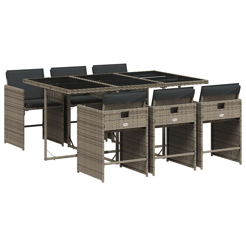 Set pranzo da giardino 6 posti in rattan PE grigio