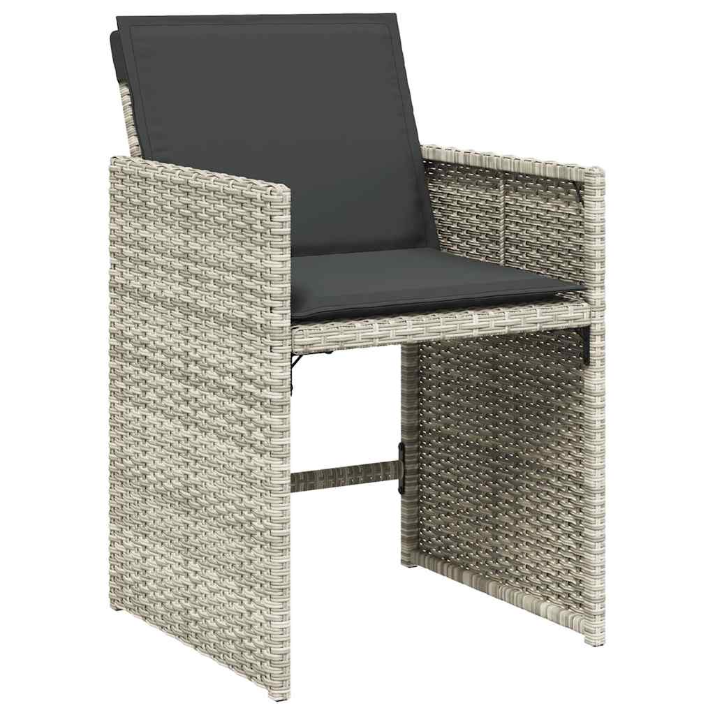 Set Pranzo Giardino 6 Sedie Polyrattan Grigio Chiaro Tavolo 165 cm