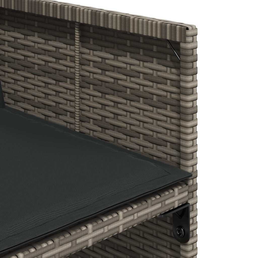 Salotto da Pranzo per Giardino in Polyrattan 9 pz Grigio