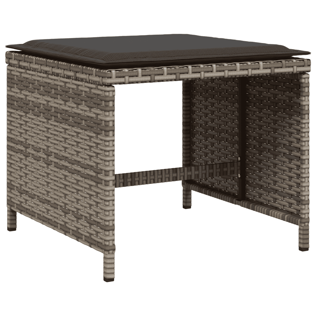 Salotto da Pranzo per Giardino in Polyrattan 9 pz Grigio