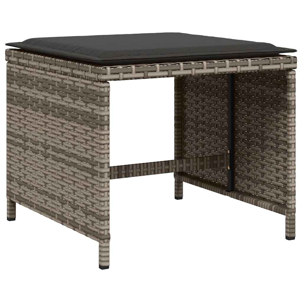 Salotto da Pranzo per Giardino in Polyrattan 9 pz Grigio