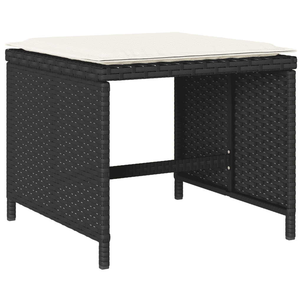 Set Pranzo da Giardino 9 pz Nero in Polyrattan con Cuscini