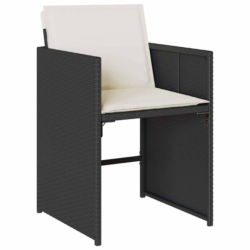 Set Pranzo da Giardino 9 pz Nero in Polyrattan con Cuscini