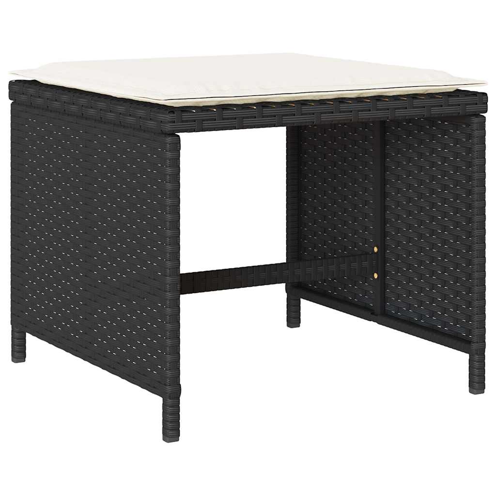 Set Pranzo da Giardino 9 pz Nero in Polyrattan con Cuscini