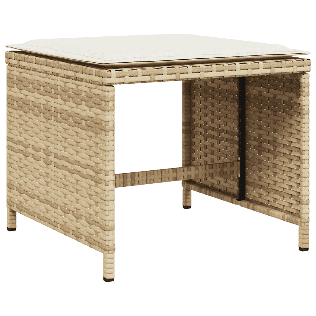 Tavolo con 6 Sedie e 4 Sgabelli da Giardino Beige in Polyrattan