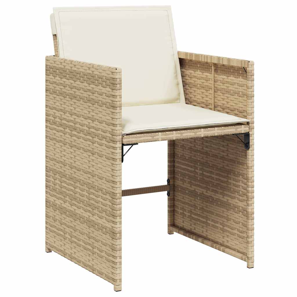 Tavolo con 6 Sedie e 4 Sgabelli da Giardino Beige in Polyrattan