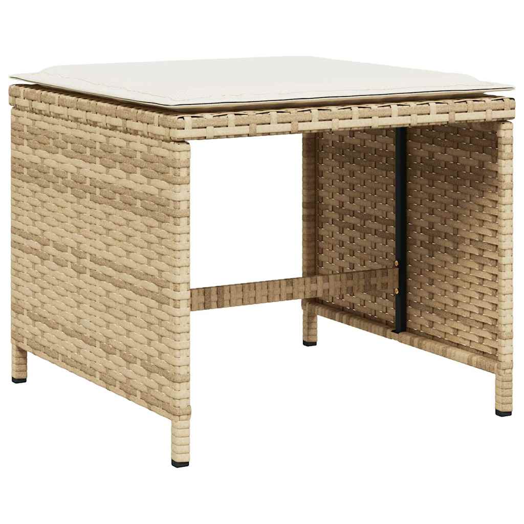 Tavolo con 6 Sedie e 4 Sgabelli da Giardino Beige in Polyrattan