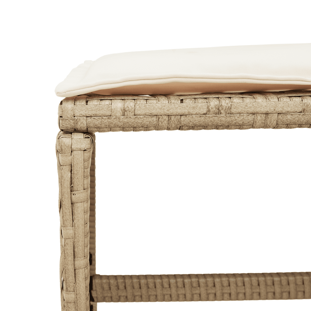 Tavolo con 6 Sedie e 4 Sgabelli da Giardino Beige in Polyrattan