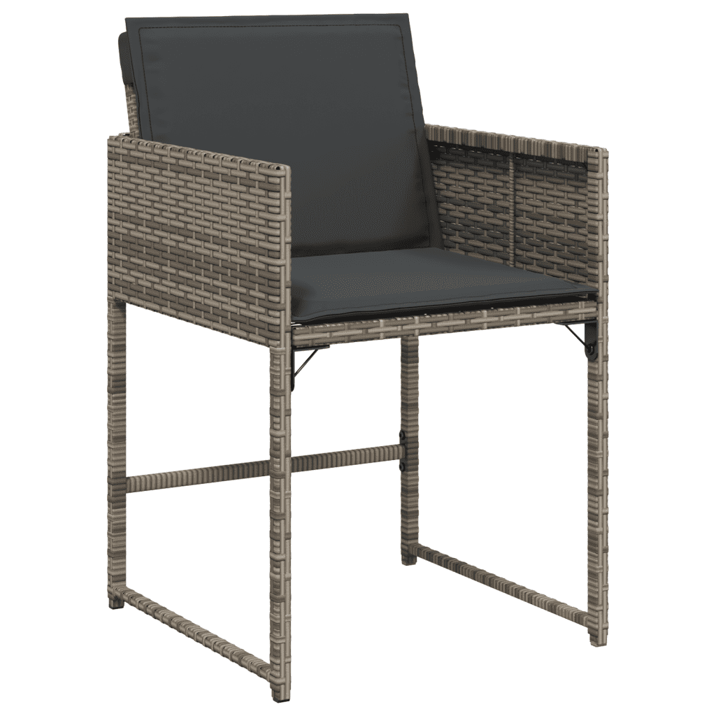 Set da Pranzo da Giardino 7 pz con Cuscini in Polyrattan Grigio
