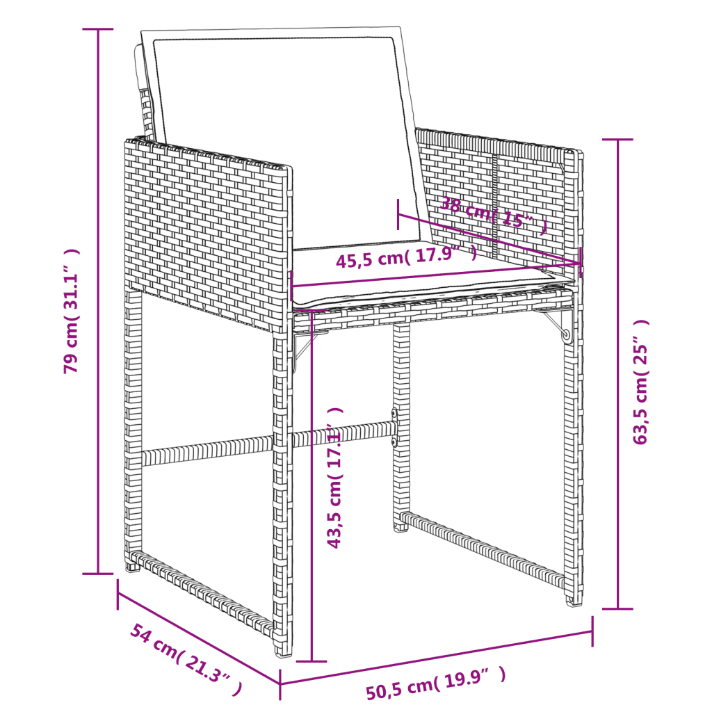 Set da Pranzo da Giardino 11 pz con Cuscini Polyrattan Marrone