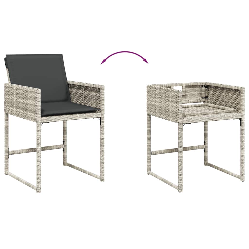Set da Pranzo da Giardino 13pz con Cuscini Grigio in Polyrattan