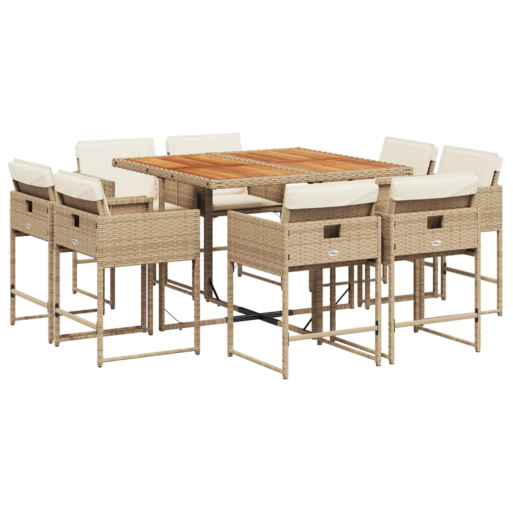 Set da pranzo da giardino 9 pz con tavolo in acacia e 8 sedie