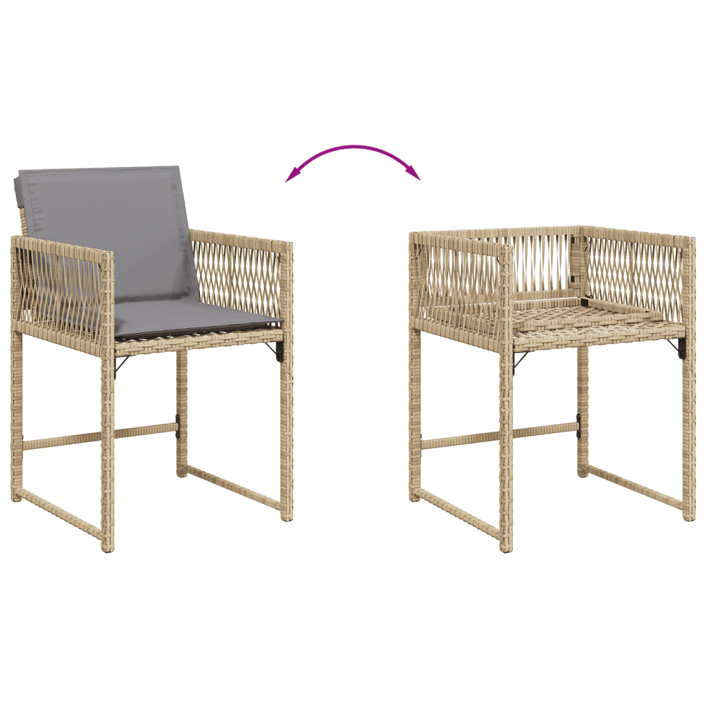 Set Pranzo Giardino 8 Sedie con Tavolo Vetro Beige Misto