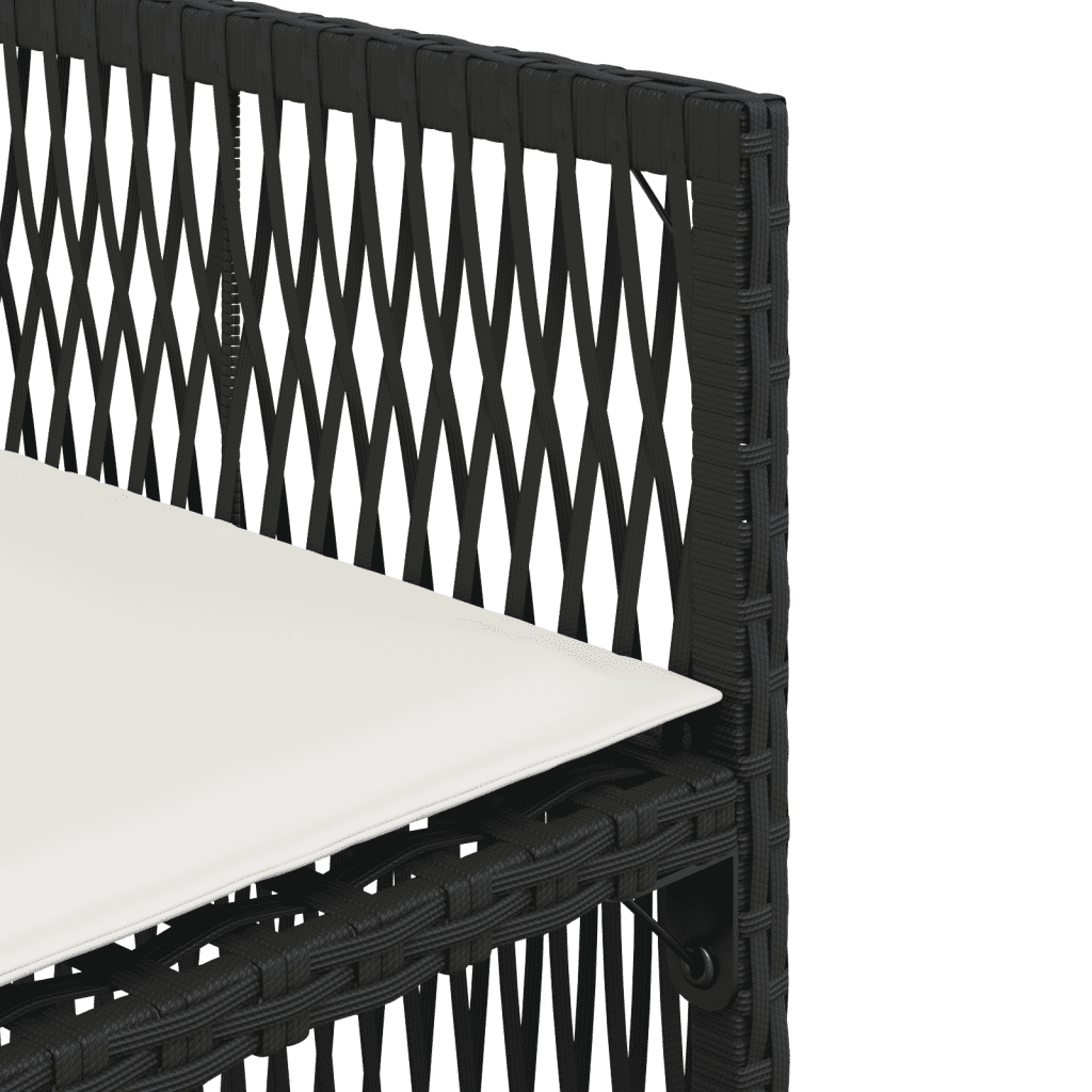 Set da Pranzo da Giardino 6 Posti in Rattan PE Nero con Tavolo in Vetro