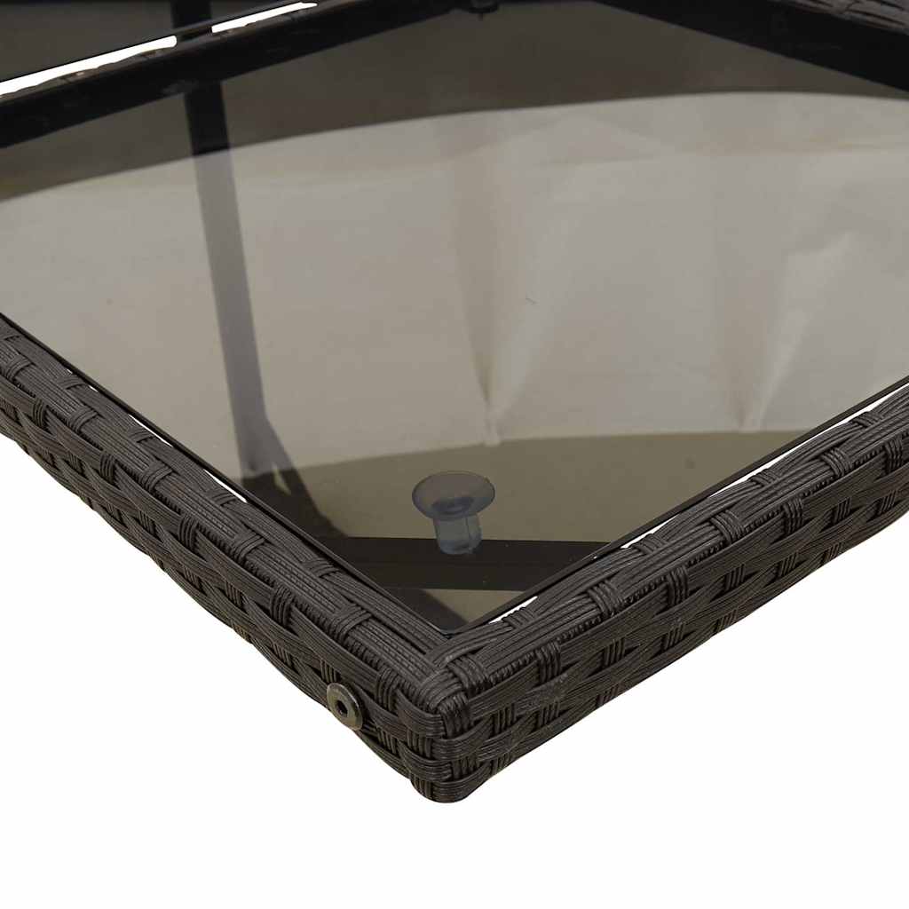 Set pranzo giardino nero 7 pz con tavolo in vetro