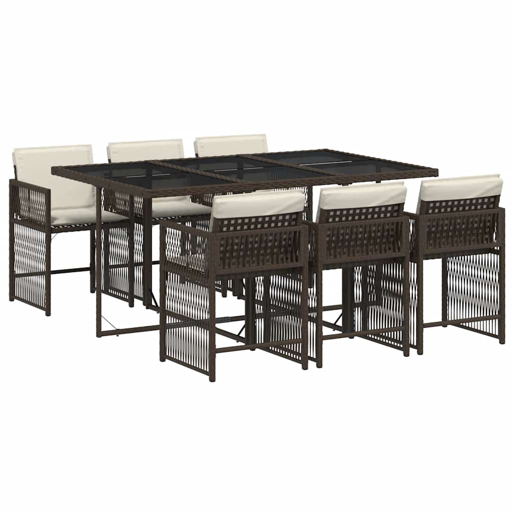 Set da pranzo da giardino 7 pz in rattan PE marrone