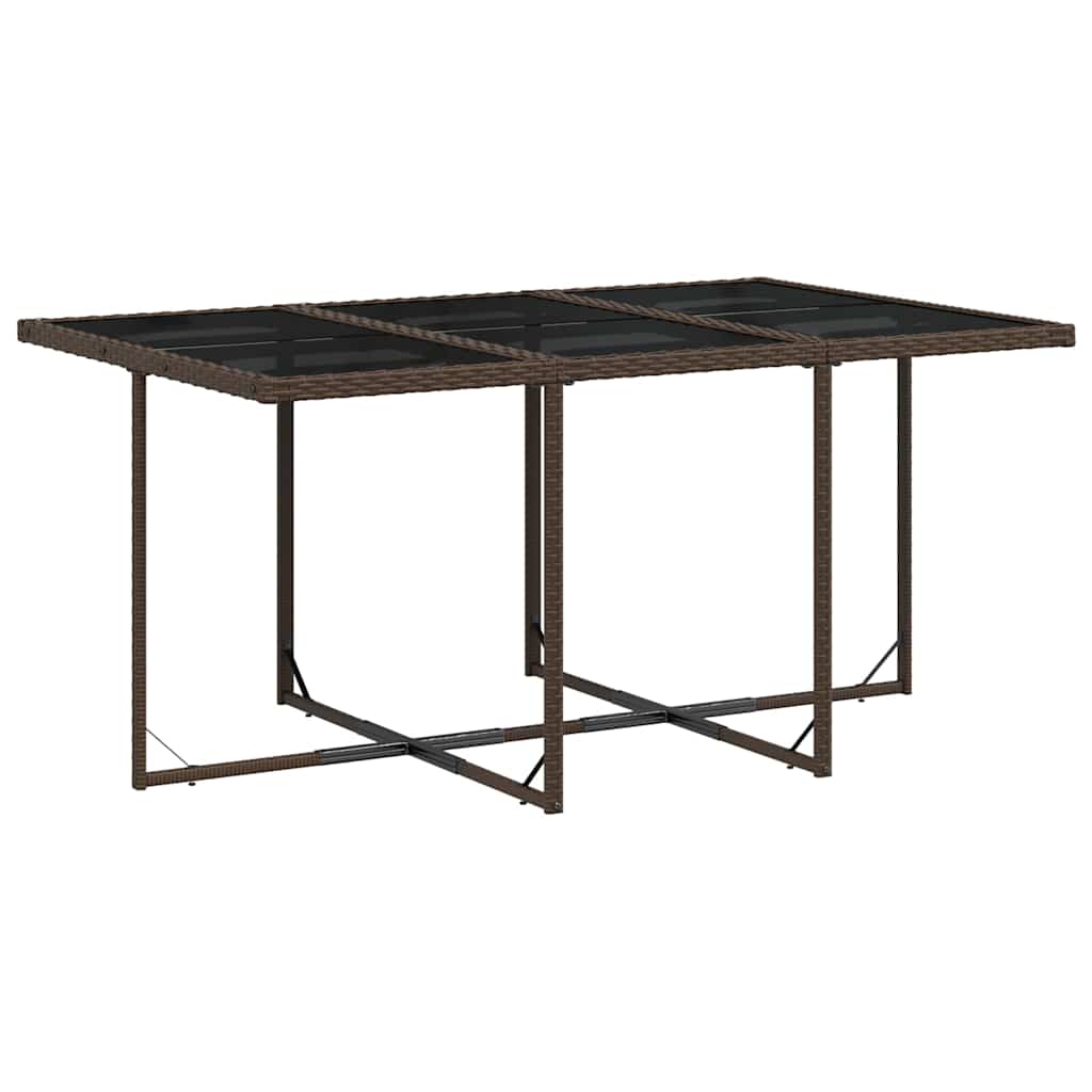 Set da pranzo da giardino 7 pz in rattan PE marrone